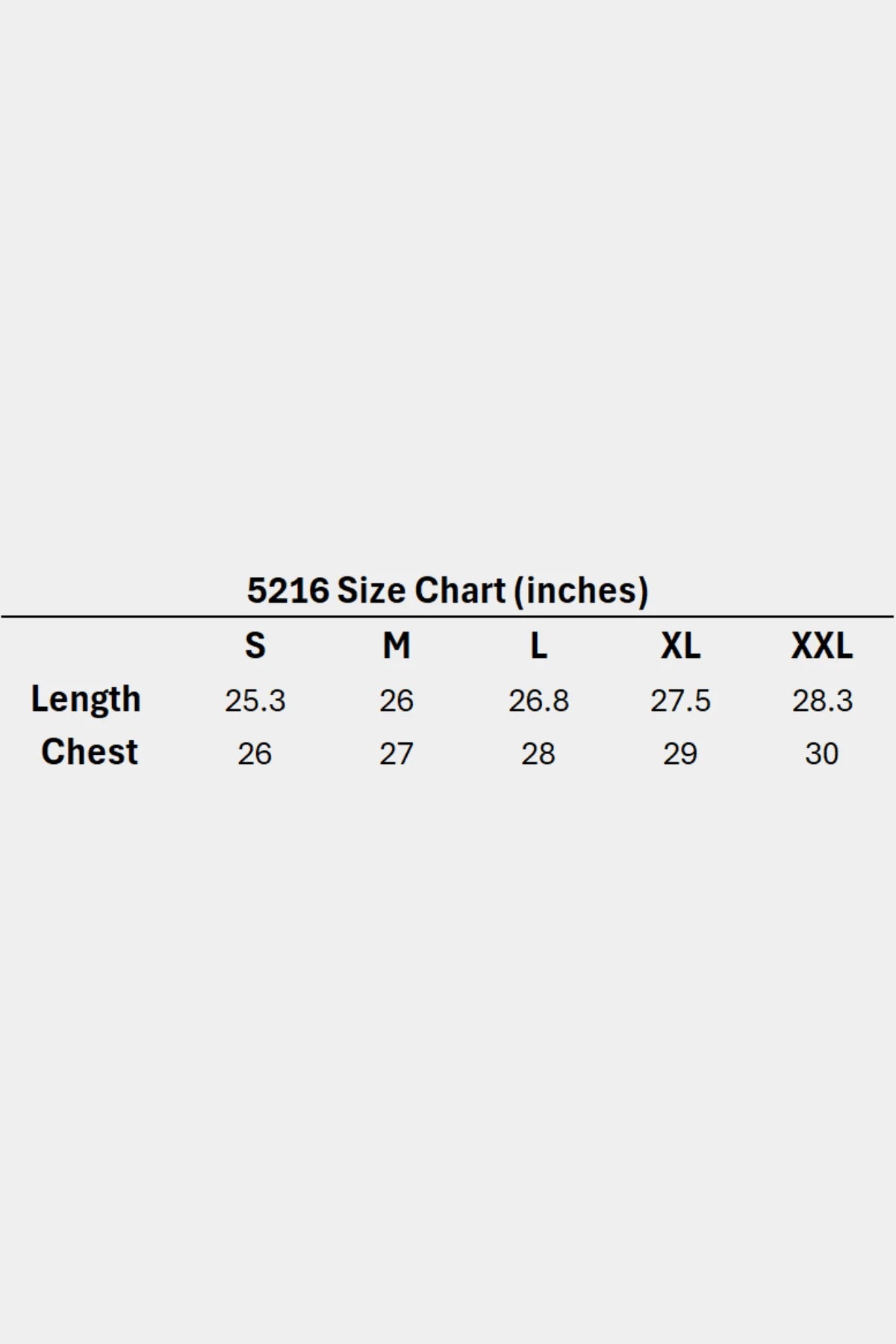 Size chart