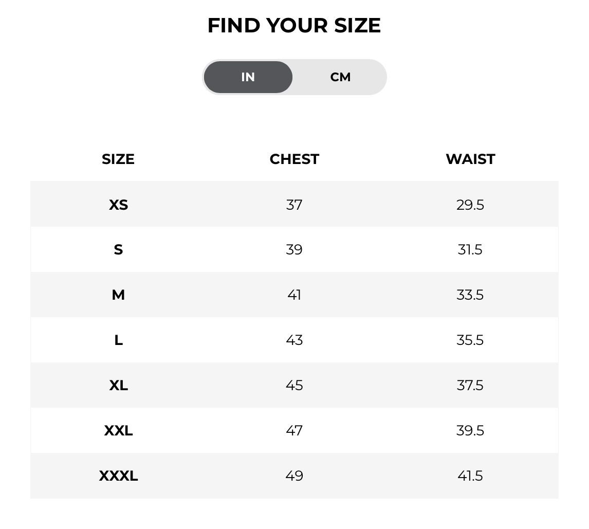 Size chart